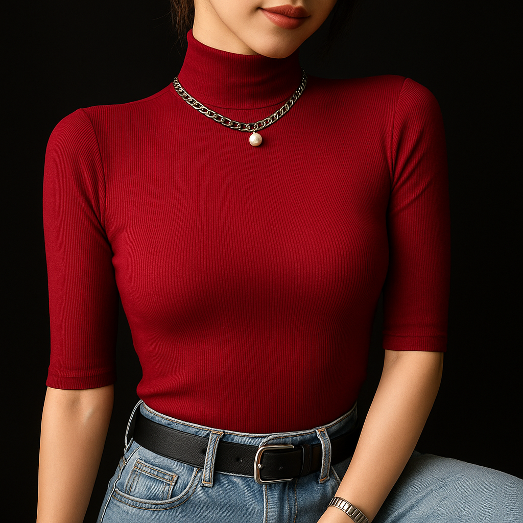 Textured Mock Neck - HESTONS